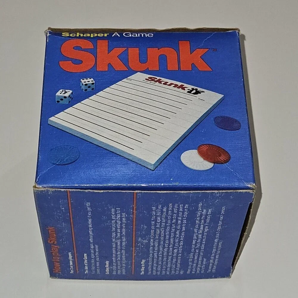VTG Skunk Game Schaper COMPLETE 2 Skunk Dice Score Pad Chips